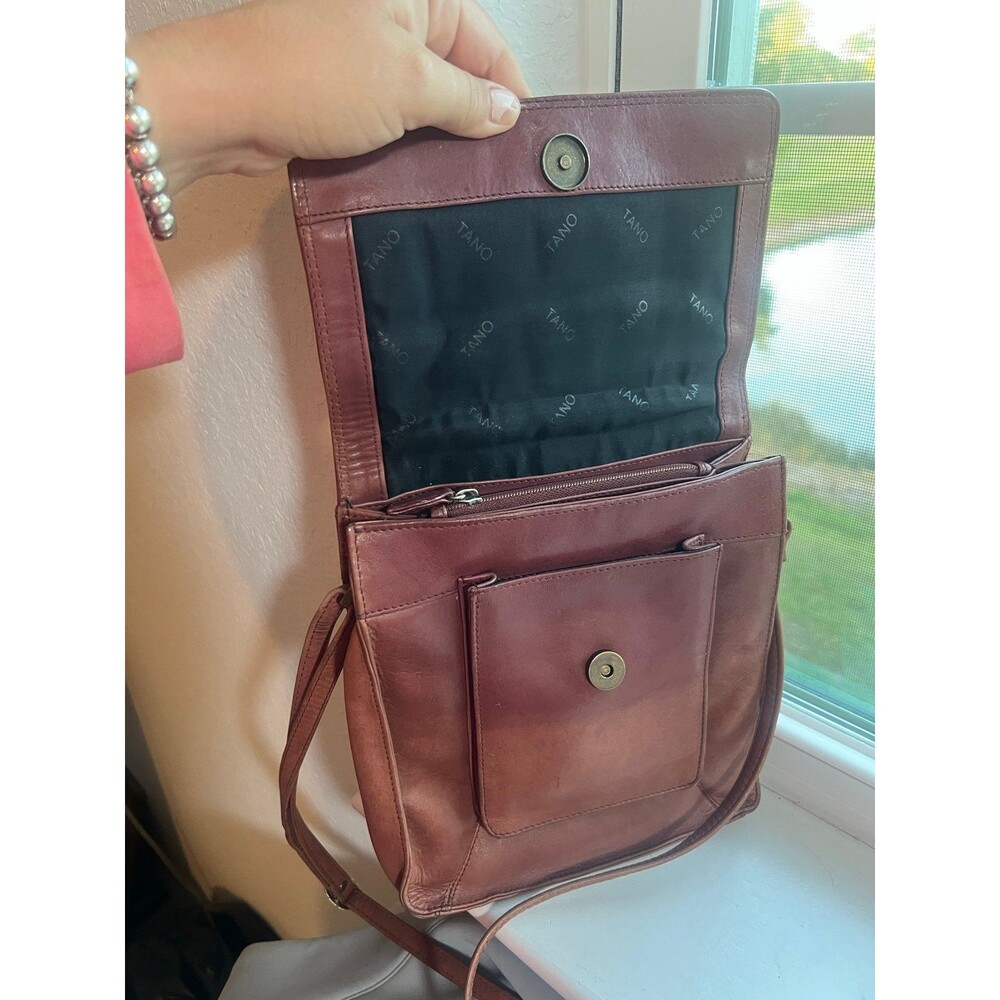 Tano Brown Genuine Leather Crossbody Pocket Book - Picture 6 of 11